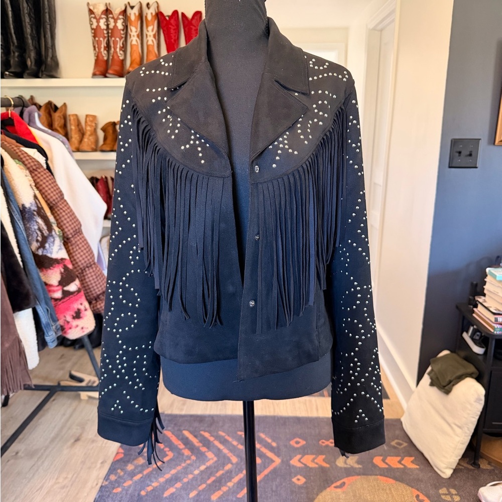 Idyllwind Black Suede Fringe Jacket with Stud Accents